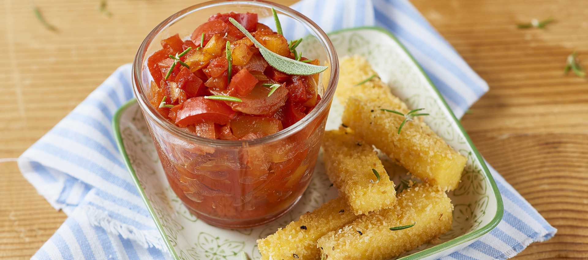 Sterk paprikachutney med polenta Sterk paprikachutney med polenta
