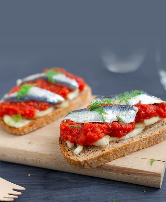 Bruschetta recept med marinerade sardiner Bruschetta recept med marinerade sardiner