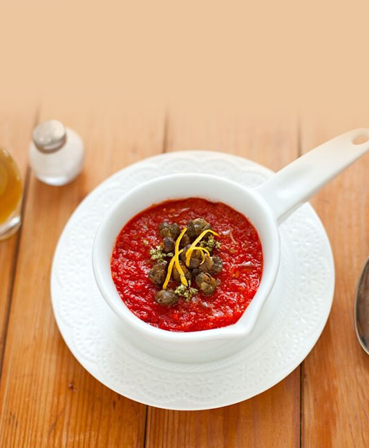 Tomatkräm med knaprig kapris Tomatkräm med knaprig kapris