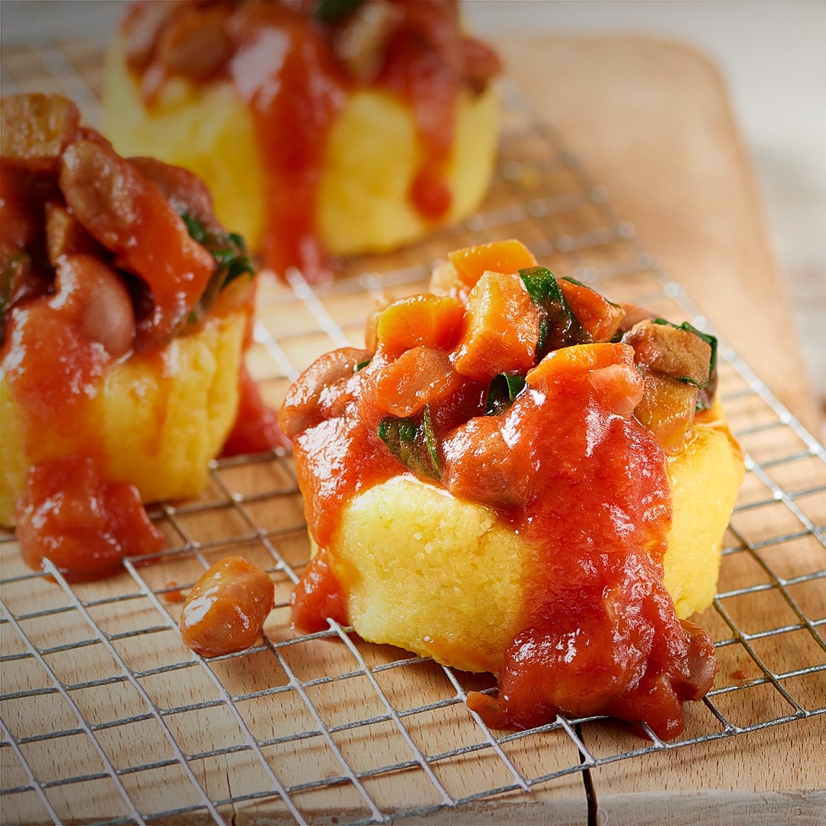 Polenta au seitan, sauce tomate et haricots Polenta au seitan, sauce tomate et haricots