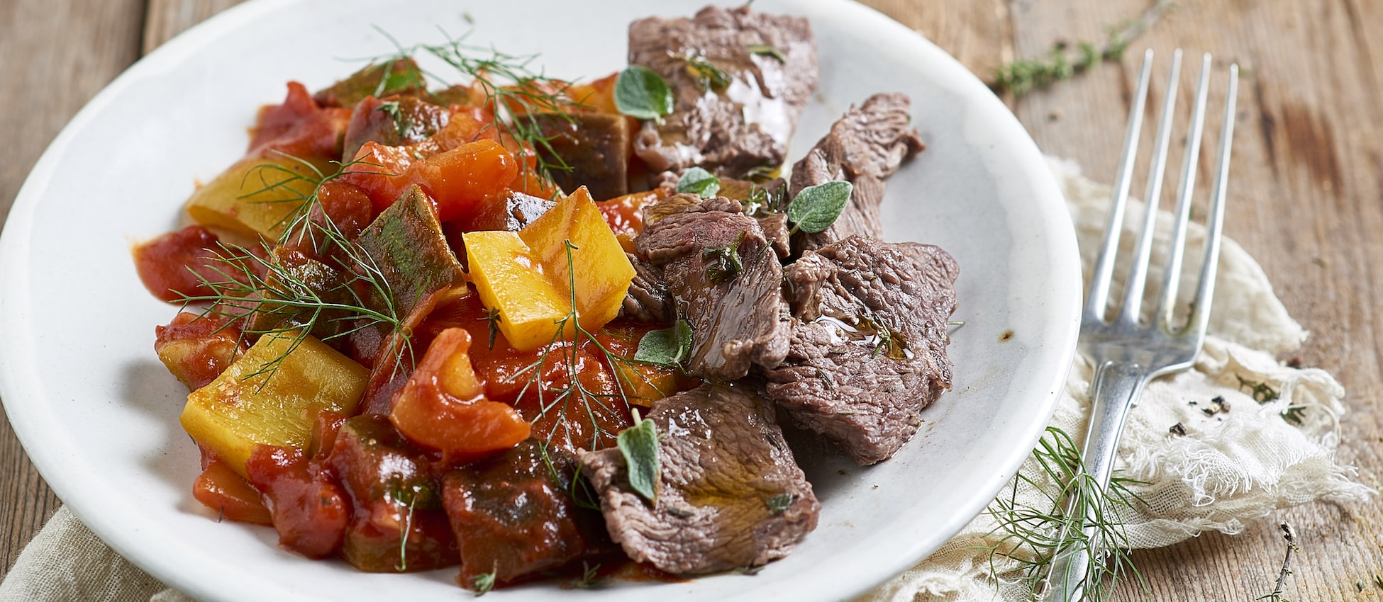 Ratatouille et bœuf mariné Ratatouille et bœuf mariné