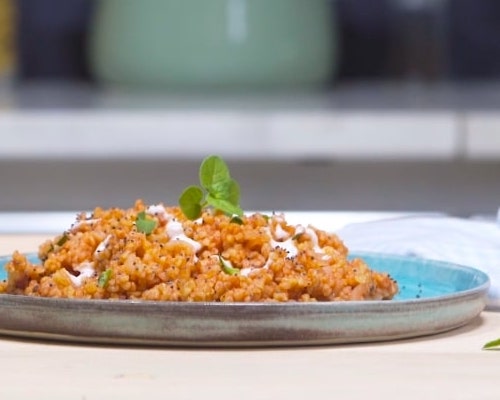Risotto de boulghour à la passata Risotto de boulghour à la passata