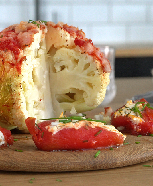 Roasted cauliflower with tomatoes Roasted cauliflower with tomatoes