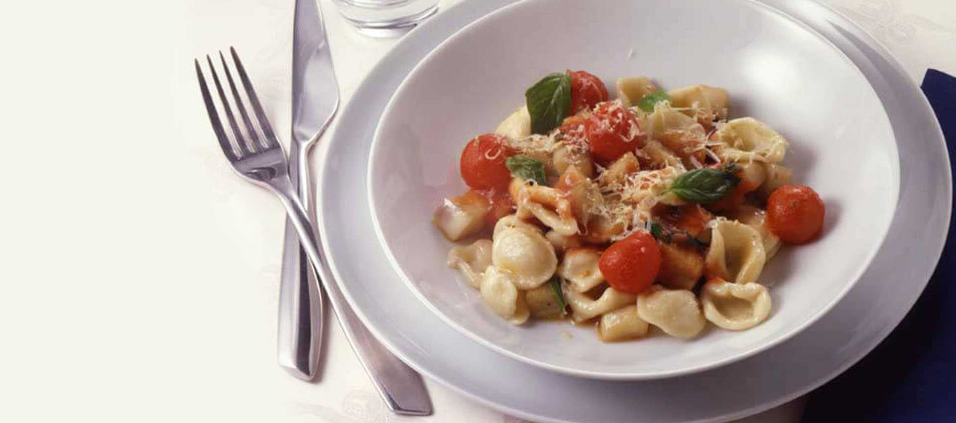 Orechiette with aubergine and smoked ricotta goat’s cheese Orechiette with aubergine and smoked ricotta goat’s cheese