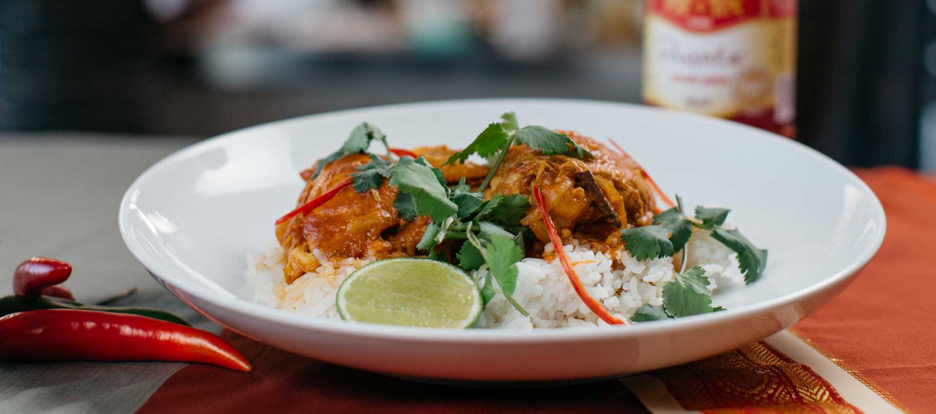 Chicken and Coconut Curry with Steamed Rice Chicken and Coconut Curry with Steamed Rice
