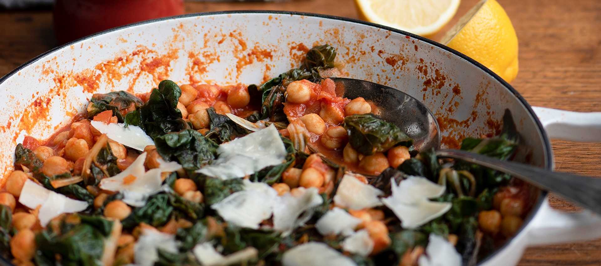 Braised chickpeas and wilted silverbeet Braised chickpeas and wilted silverbeet