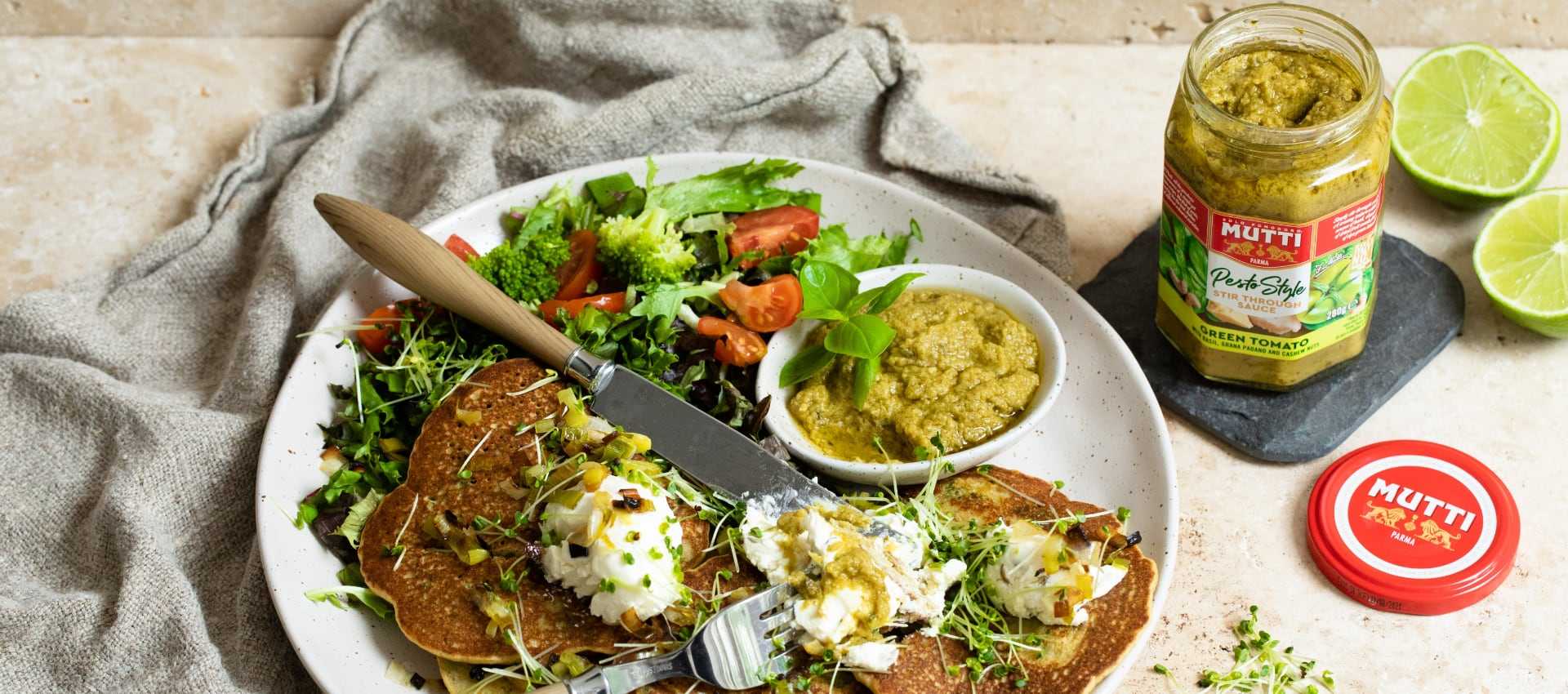 Green Tomato Pesto Pancakes Green Tomato Pesto Pancakes