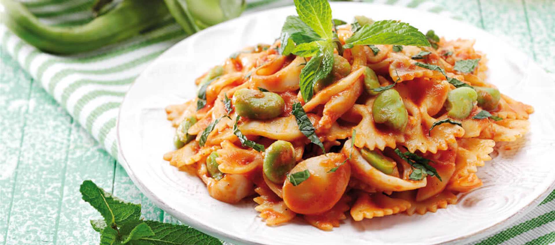Farfalle met tuinbonen en inktvis Farfalle met tuinbonen en inktvis