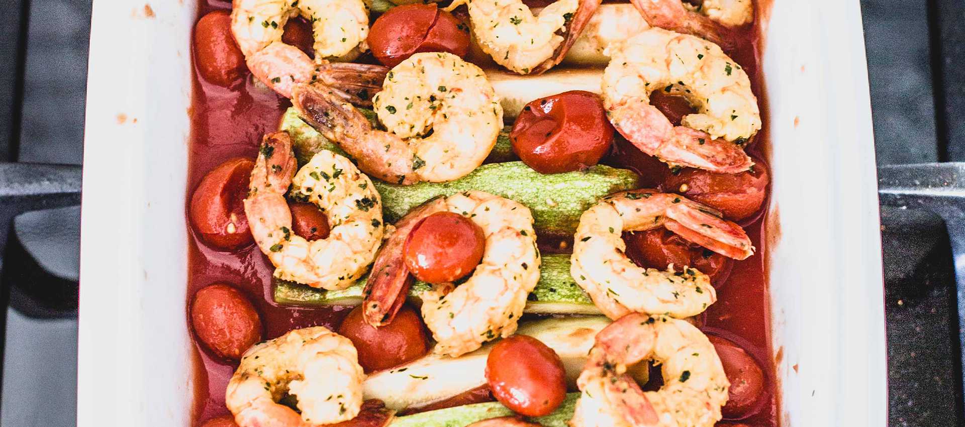 Baby Roma tomatoes and Shrimp Bake Baby Roma tomatoes and Shrimp Bake