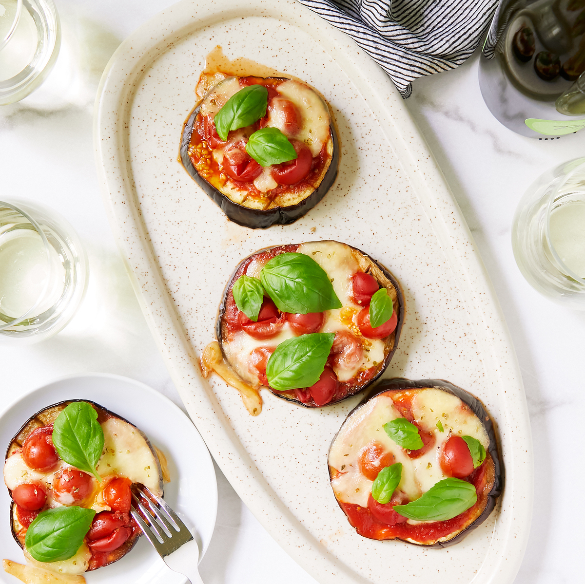 Bite-sized eggplant pizzas Bite-sized eggplant pizzas