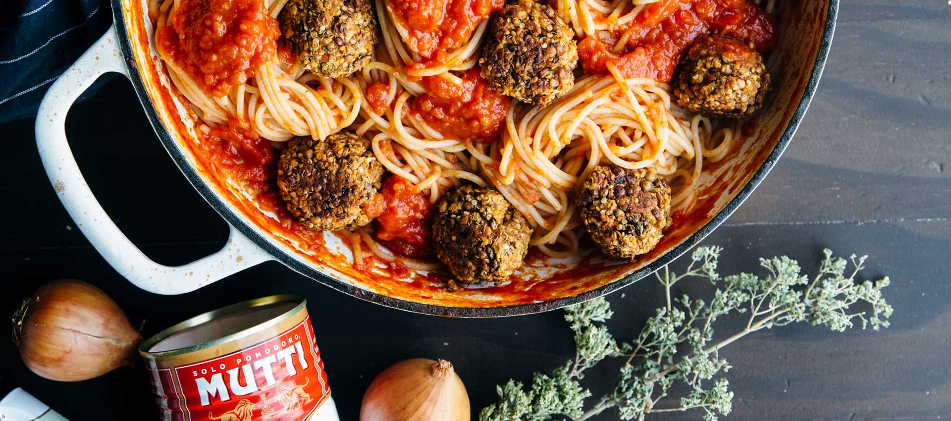 Vegan Italian meatballs with spaghetti Vegan Italian meatballs with spaghetti
